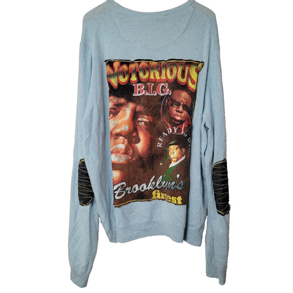 Nordstrom 100% Cashmere Notorious B.I.G. Sweater Mens 3XL Streetwear **FLAW